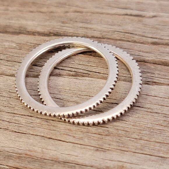Sterling Sawtooth Design Two Ring Set - Picture 1 of 6